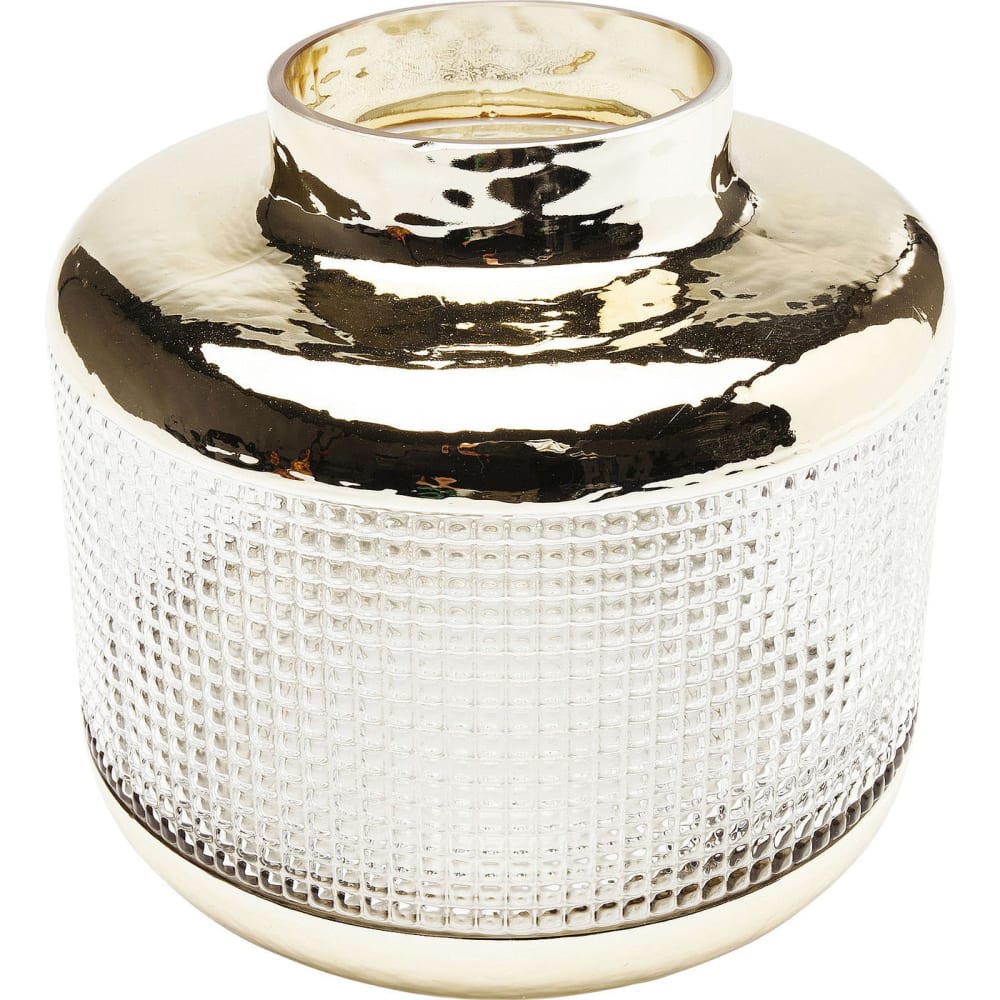 Vase en verre transparent et doré H19