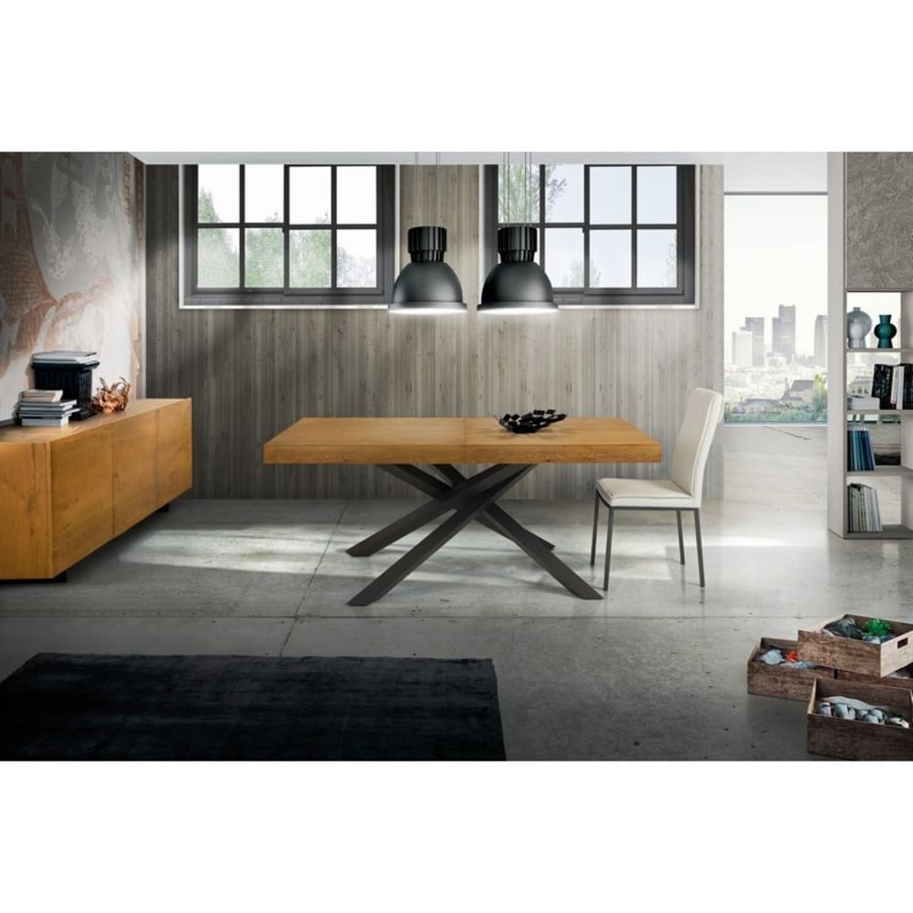 Tavolo impiallacciato rovere nodato allungabile 160x90 cm -