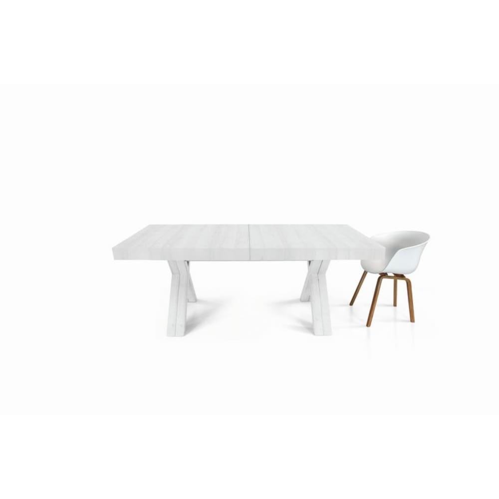 Tavolo in legno bianco consumato allungabile 160x90 cm - 410x90