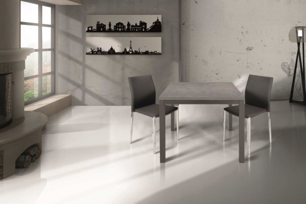 Tavolo grigio in metallo allungabile a libro 90x90 cm - 180x90 cm