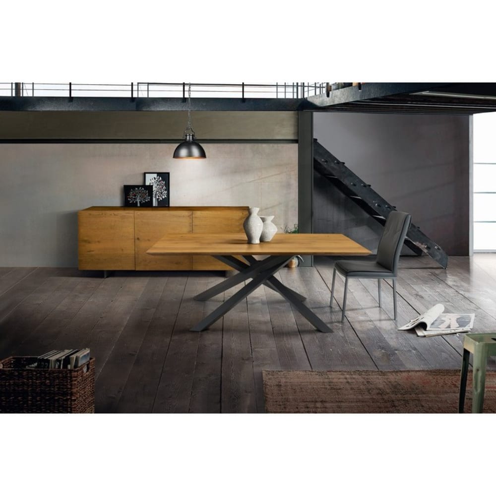Tavolo massello rovere nodato 180x90 cm (grano) - Konte.Design
