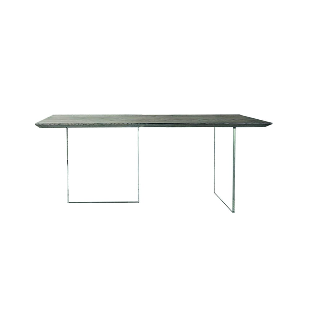 Tavolo massello rovere nodato e vetro 160x90 cm (beton) - Grigio - LEGNO