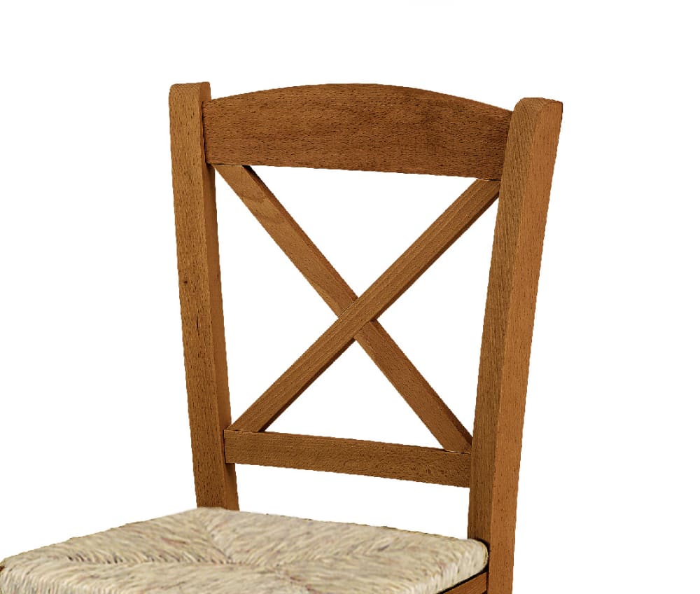 Lot de 2 chaises en bois massif noyer avec assise paille