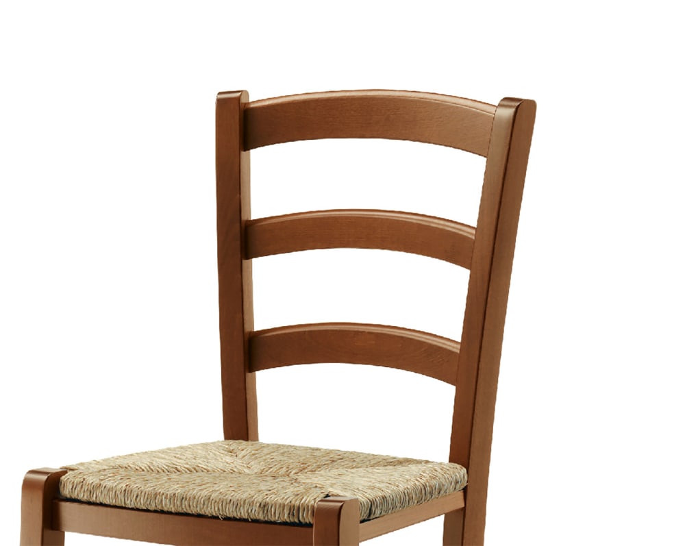 Lot de 2 chaises en bois massif noyer avec assise paille