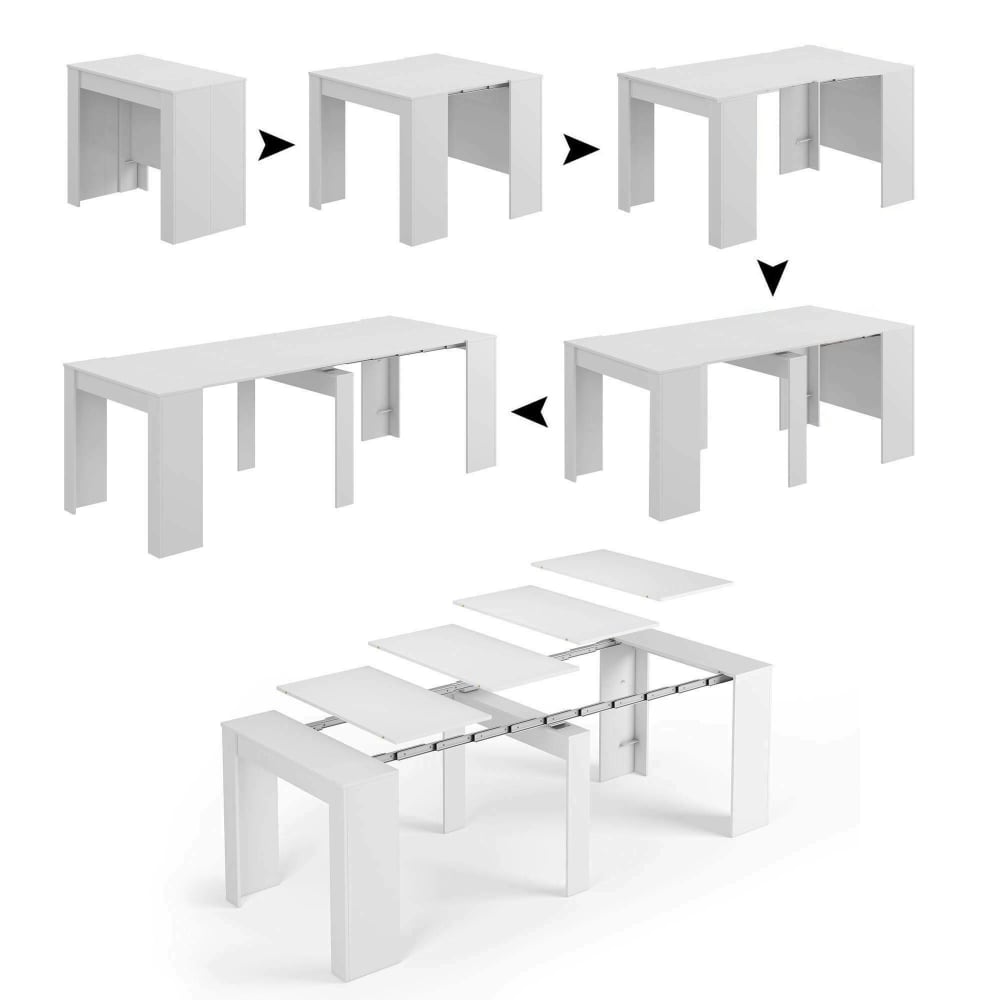 Dmora Erweiterbarer Konsolentisch in weißem Holzdekor style modern - Holz
