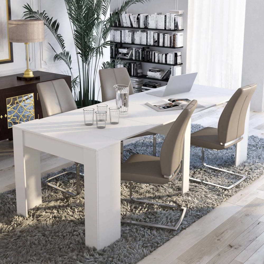 Table console à rallonge effet bois blanc 90x51 cm - Maisons du Monde