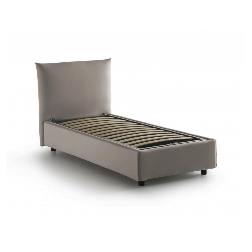 Lit simple en tissu tourterelle