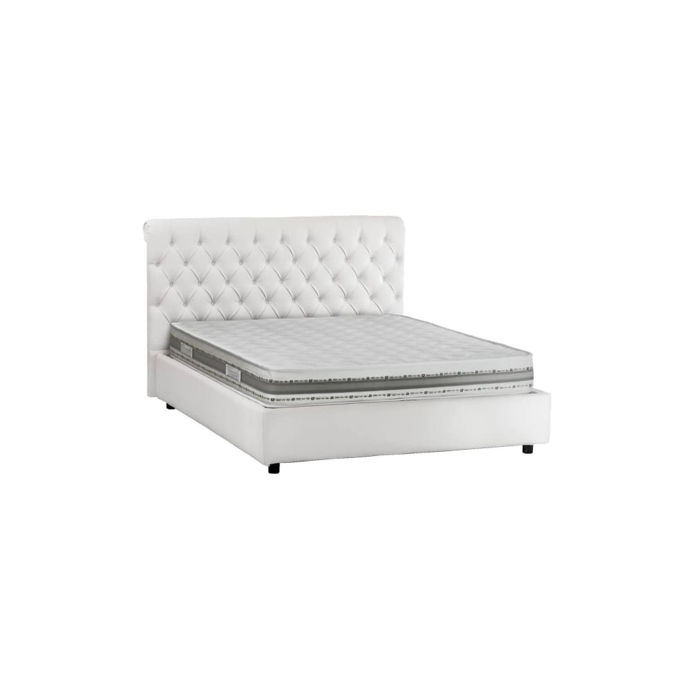 Lit double en similcuir blanc 160x190 cm