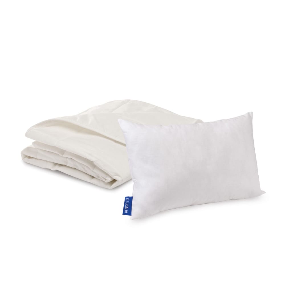 Bleu Câlin - Couette + oreiller bébé enveloppe coton bio 75x120cm