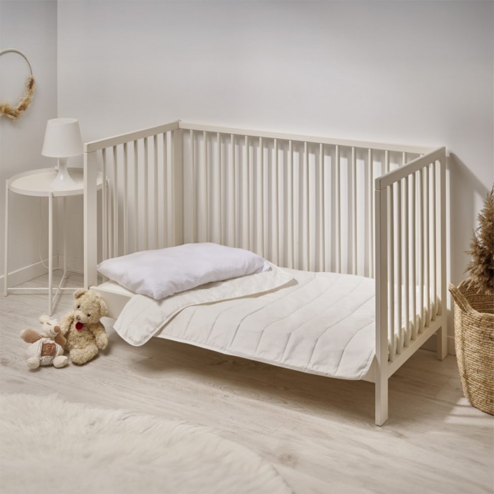 Couette + oreiller bébé enveloppe coton bio 75x120cm (Bleu Câlin) - Image 1