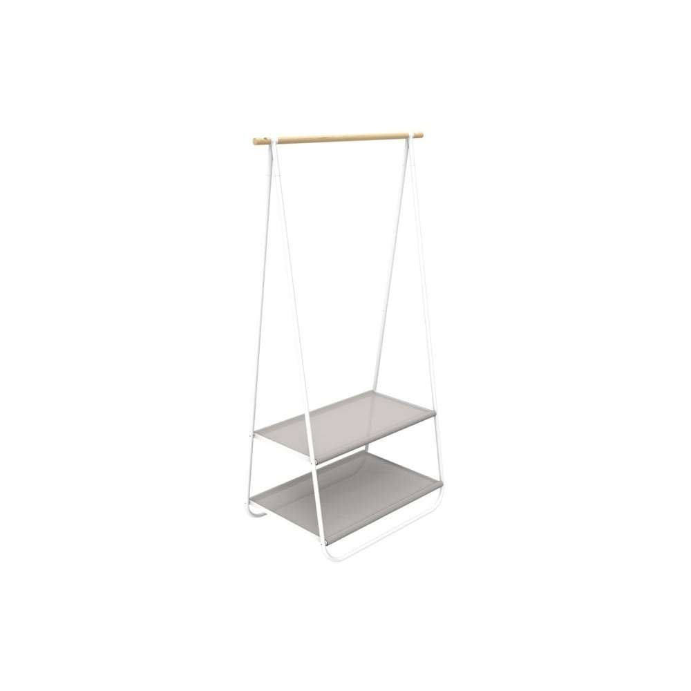 Portant à vêtements bois, métal blanc et tissu beige 95 x 55 x 171 cm