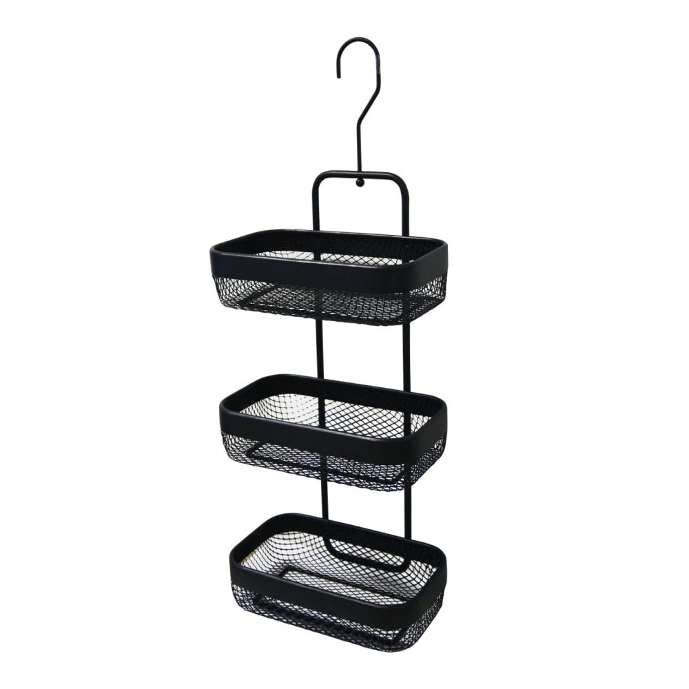 Étagère de douche avec 3 niveaux en métal noir 62 x 23 x 13 cm