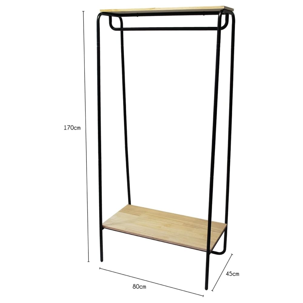 Portant à vêtements étagère métal noir et bois 80 x 45 x 170 cm - Maisons du Monde
