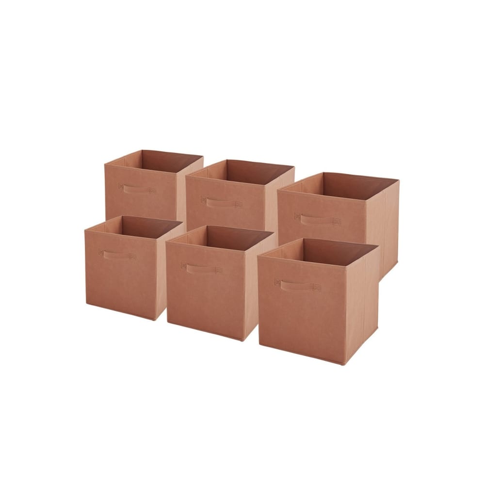 Lot de 6 paniers pliables en tissu terracotta 27 x 27 x 27 cm
