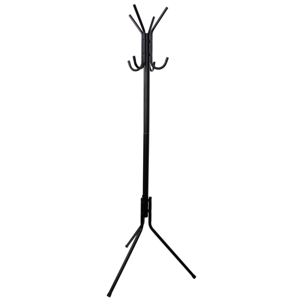 Porte-manteaux sur pieds 8 crochets en métal noir 62 x 62 x 178 cm