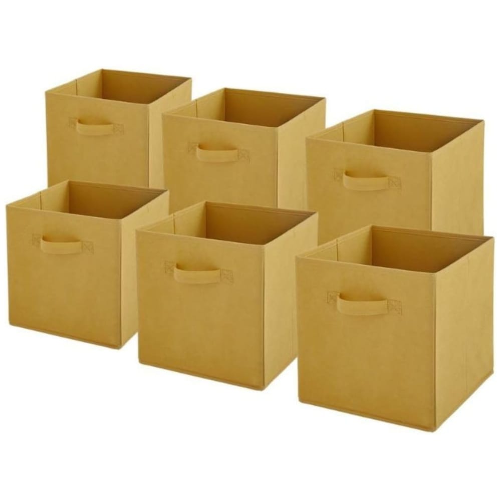 Lot de 6 paniers pliables en tissu jaune 31 x 31 x 31 cm