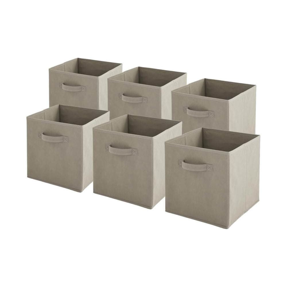 Box & beyond Set mit 6 faltbaren, taupefarbenen Stoffkörben, 27 x 27 x 27 cm style modern Grau Stoff