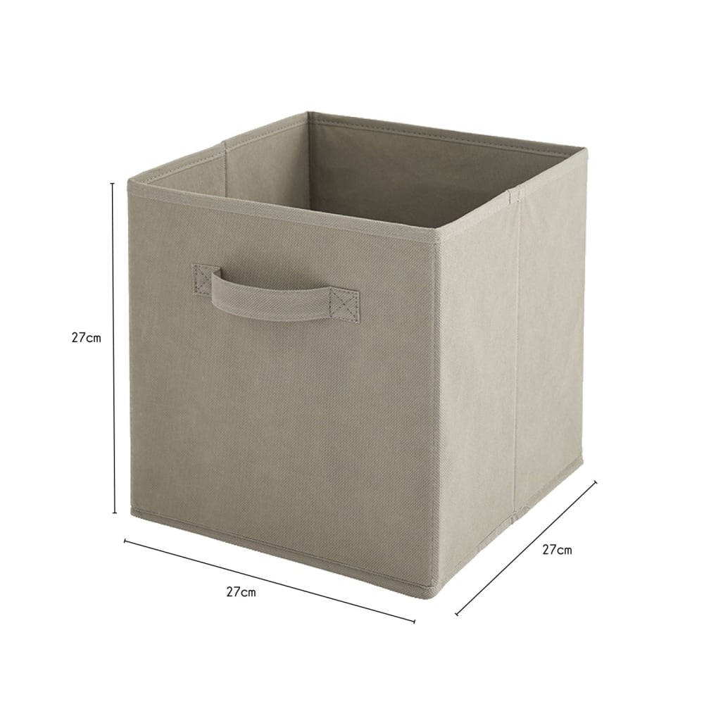 Set mit 6 faltbaren, taupefarbenen Stoffkörben, 27 x 27 x 27 cm -