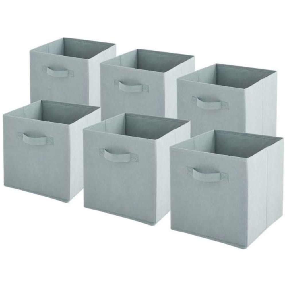 Lot de 6 paniers pliables en tissu sauge 31 x 31 x 31 cm