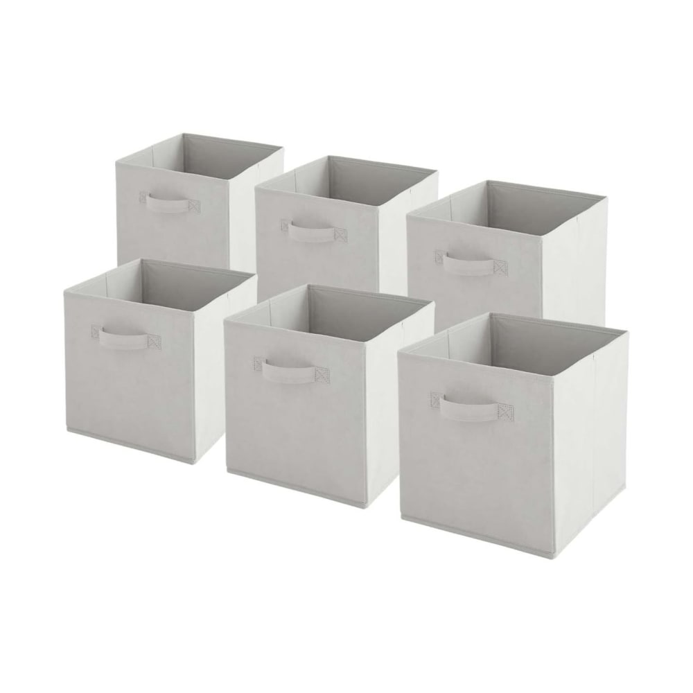 Box & beyond Set mit 6 faltbaren, hellgrauen Stoffkörben, 27 x 27 x 27 cm style modern - Stoff
