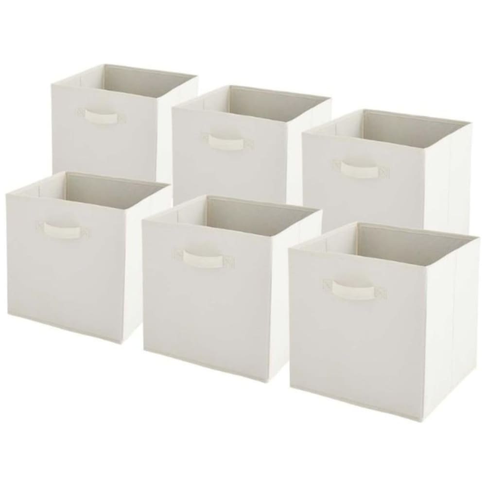 Box & beyond Lot de 6 paniers pliables en tissu blanc 31 x 31 x 31 cm style contemporain