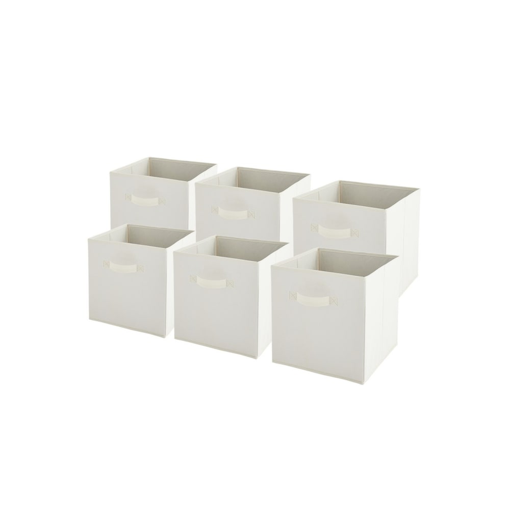 Lot de 6 paniers pliables en tissu blanc 27 x 27 x 27 cm