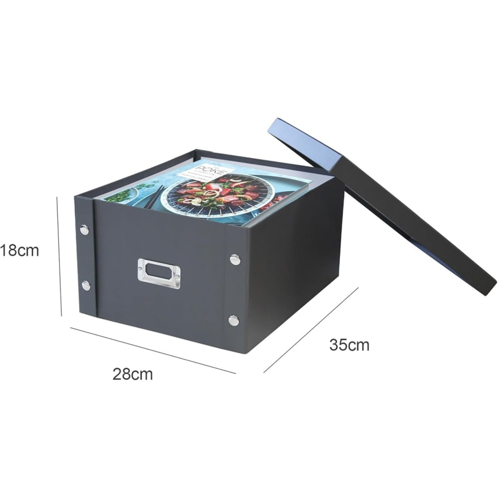 Lot de 10 boîtes de rangement en carton noir 28 x 35 x 18 cm