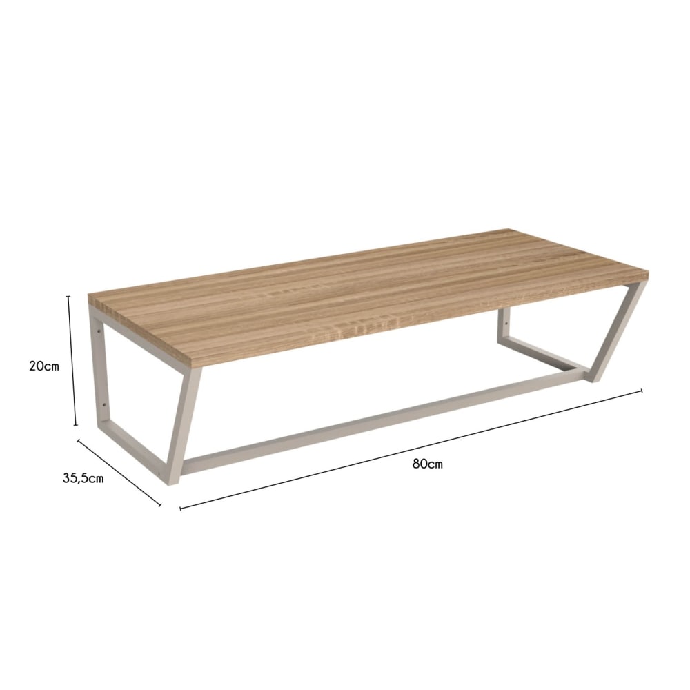 Étagère murale en métal blanc et effet chêne 80 x 36 x 22 cm - Maisons du Monde