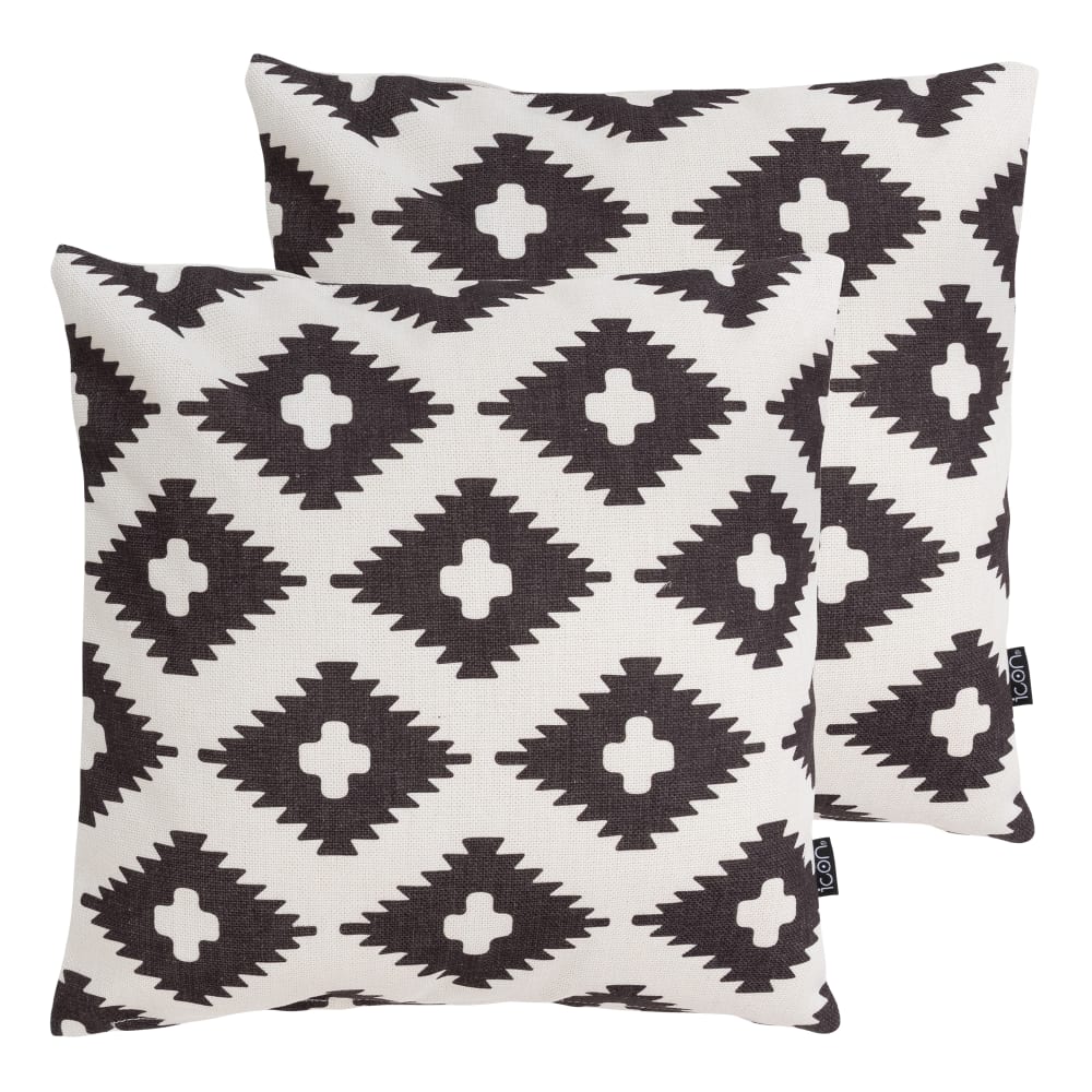 Lot de 2 coussins d'extérieur imprimé/noir 43x43