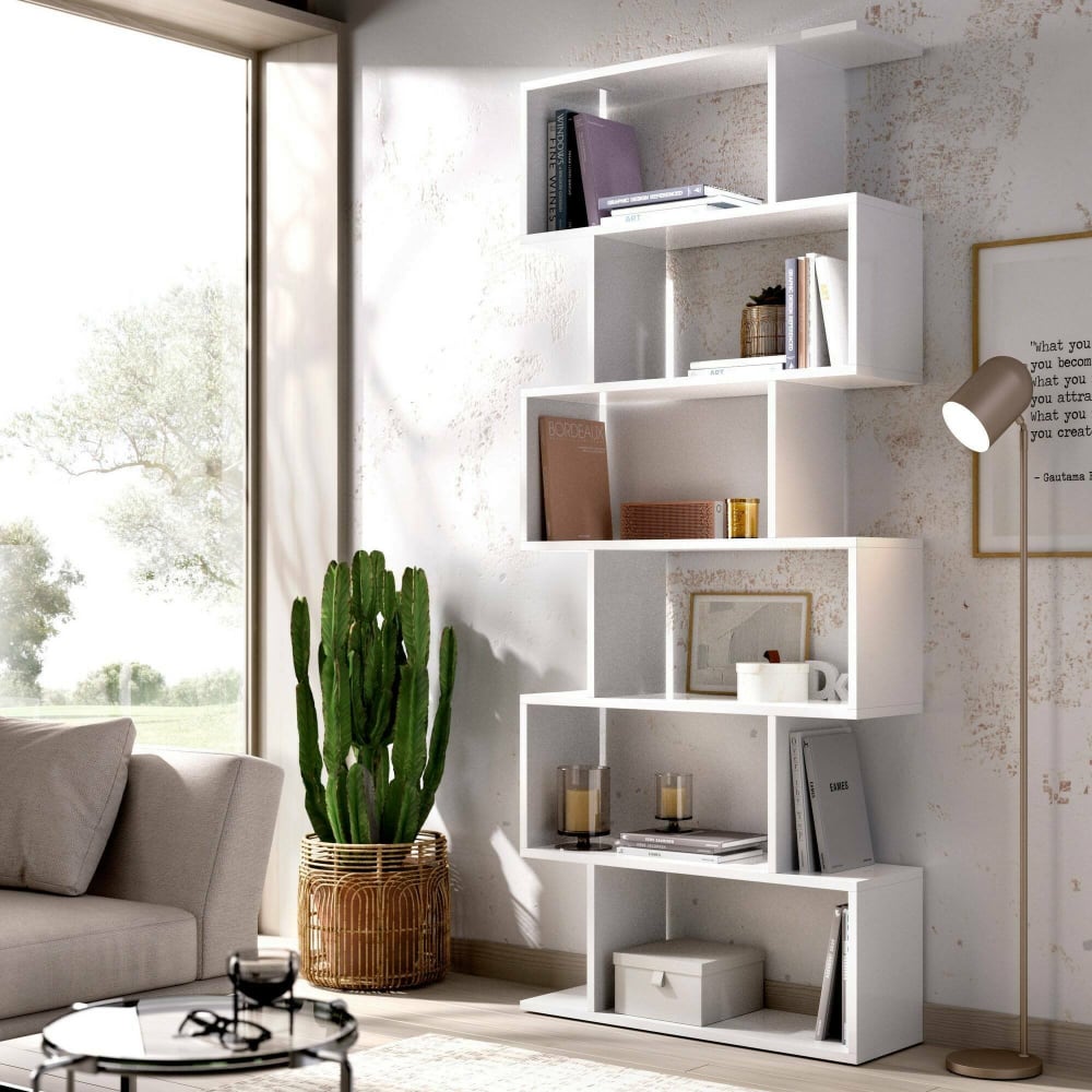 Bücherregal in weißer Holzoptik, 80 x 25 x 190 cm - Maisons Du