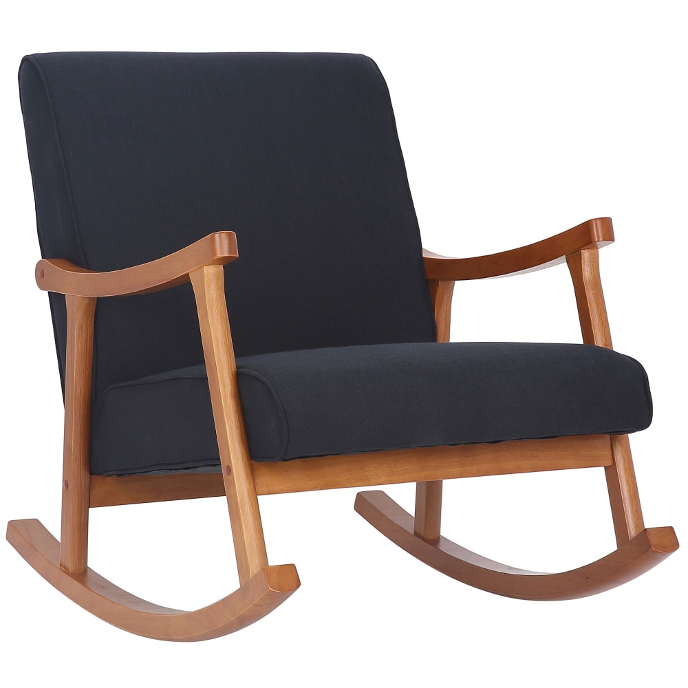 Chaise à bascule avec accoudoirs et assise en stoff noir