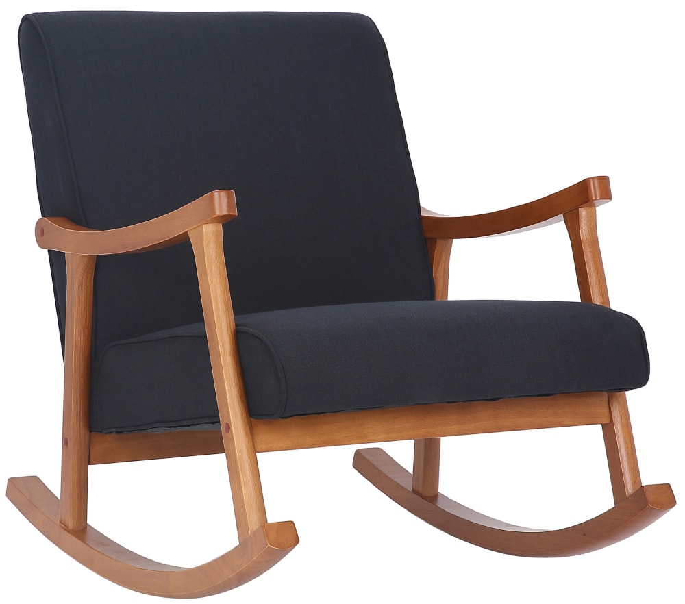 Chaise à bascule avec accoudoirs et assise en tissu Noir — Beyit