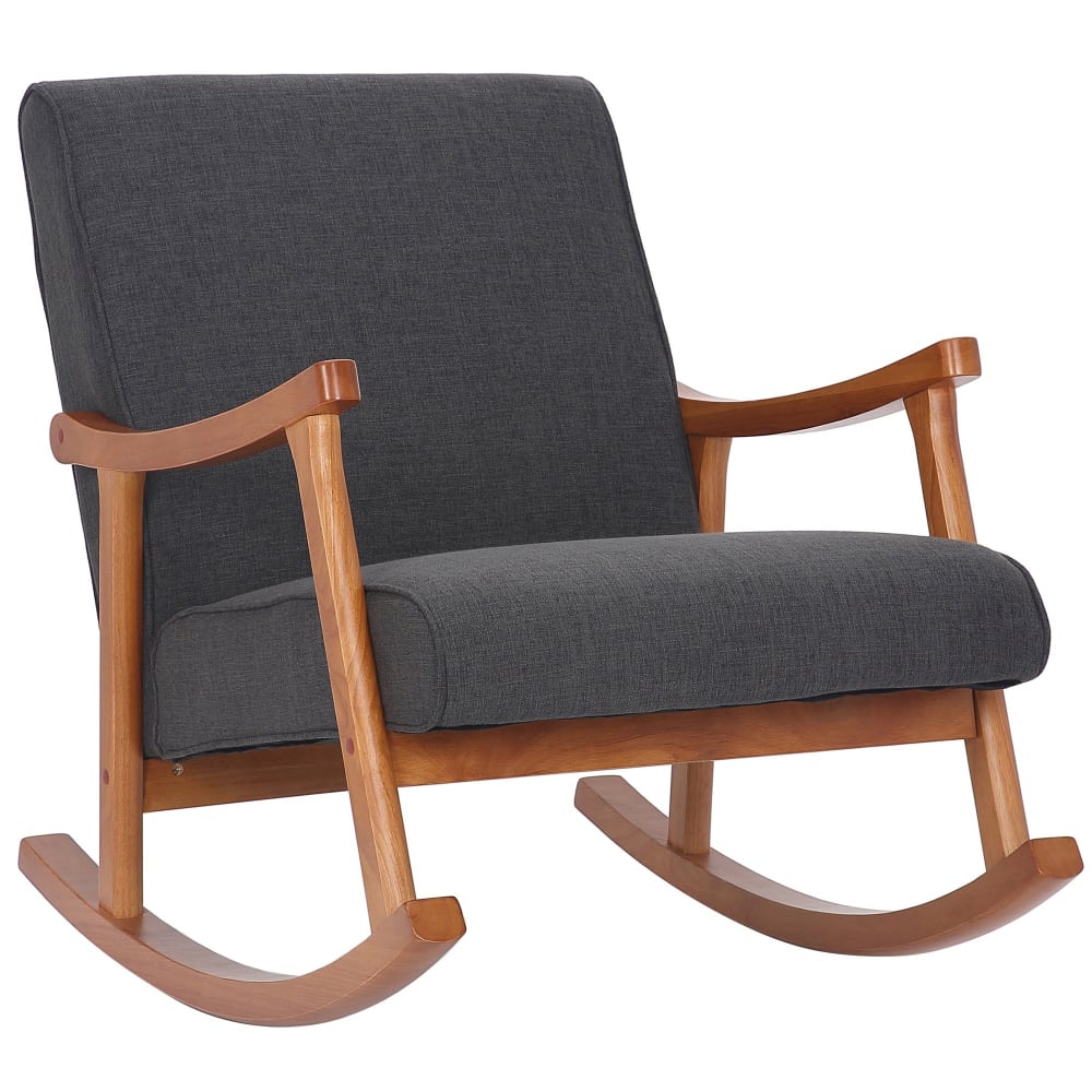 Chaise à bascule avec accoudoirs et assise en stoff gris foncé