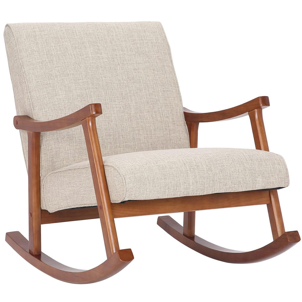 Chaise à bascule avec accoudoirs et assise en stoff crème