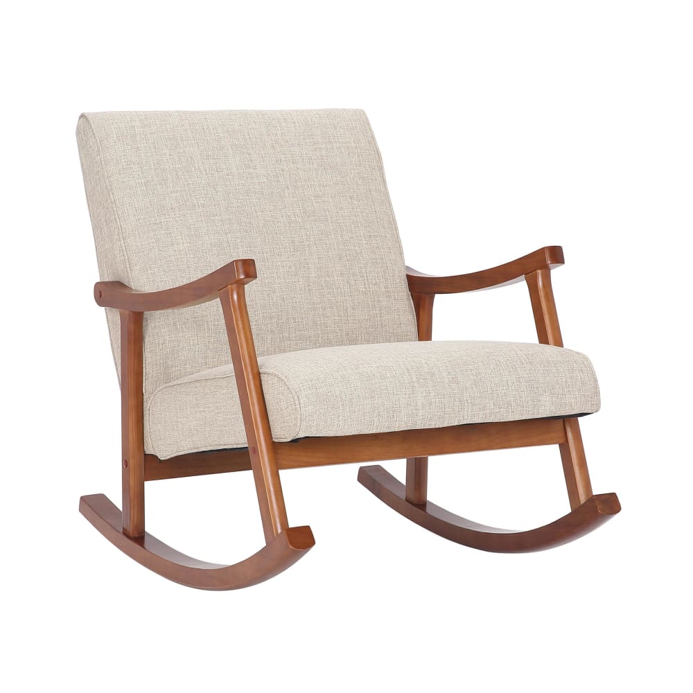 Chaise à bascule avec accoudoirs et assise en tissu Crème — Beyit