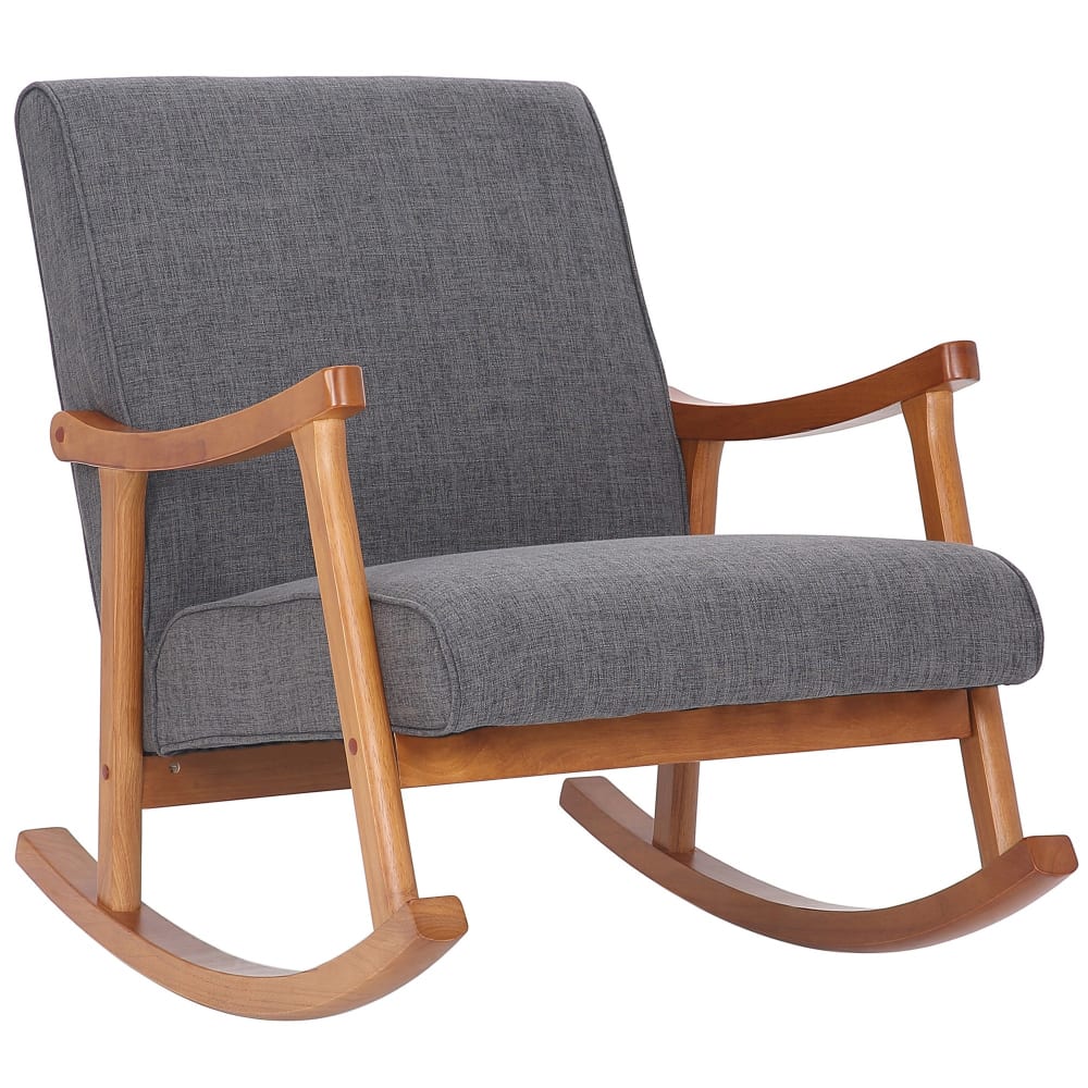 Chaise à bascule avec accoudoirs et assise en stoff gris clair