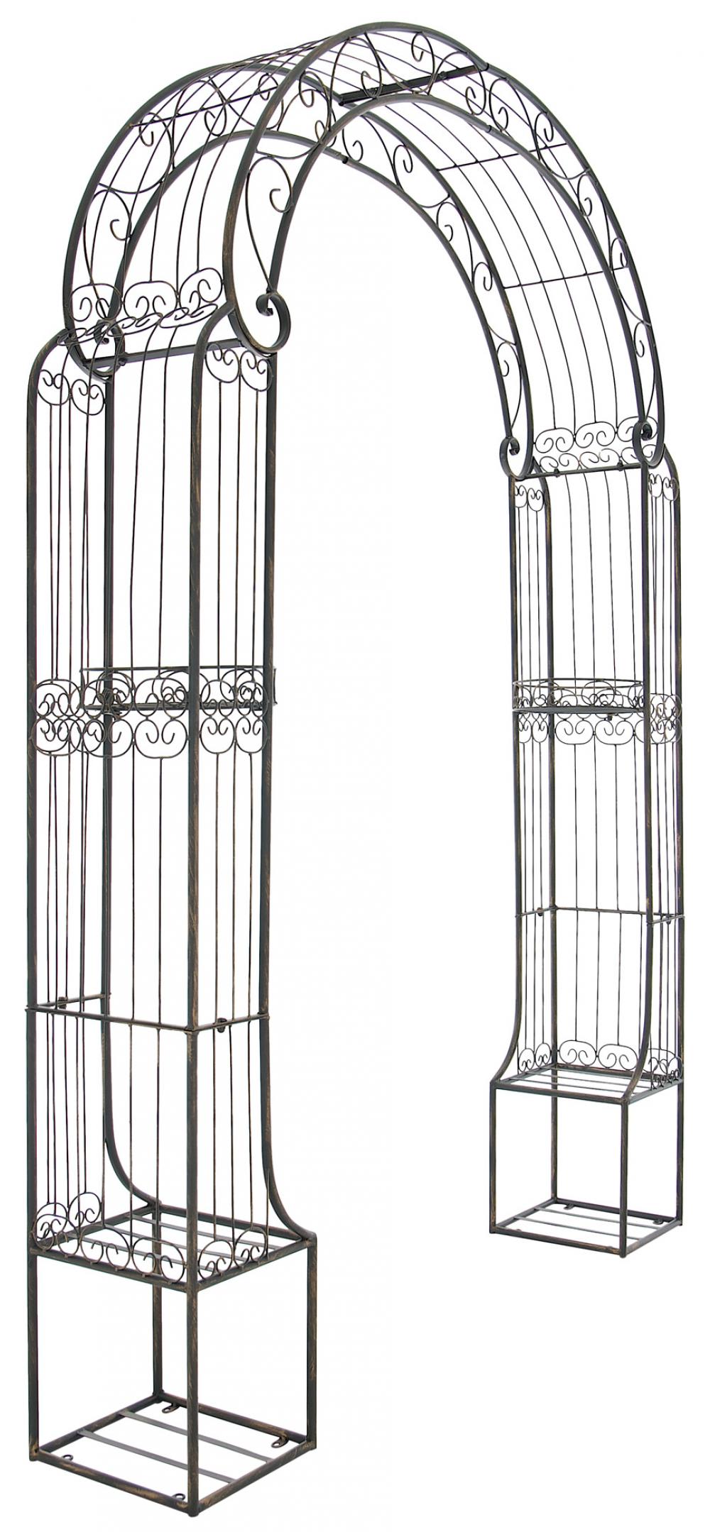 Arco de flores en estilo rústico en metal bronce
