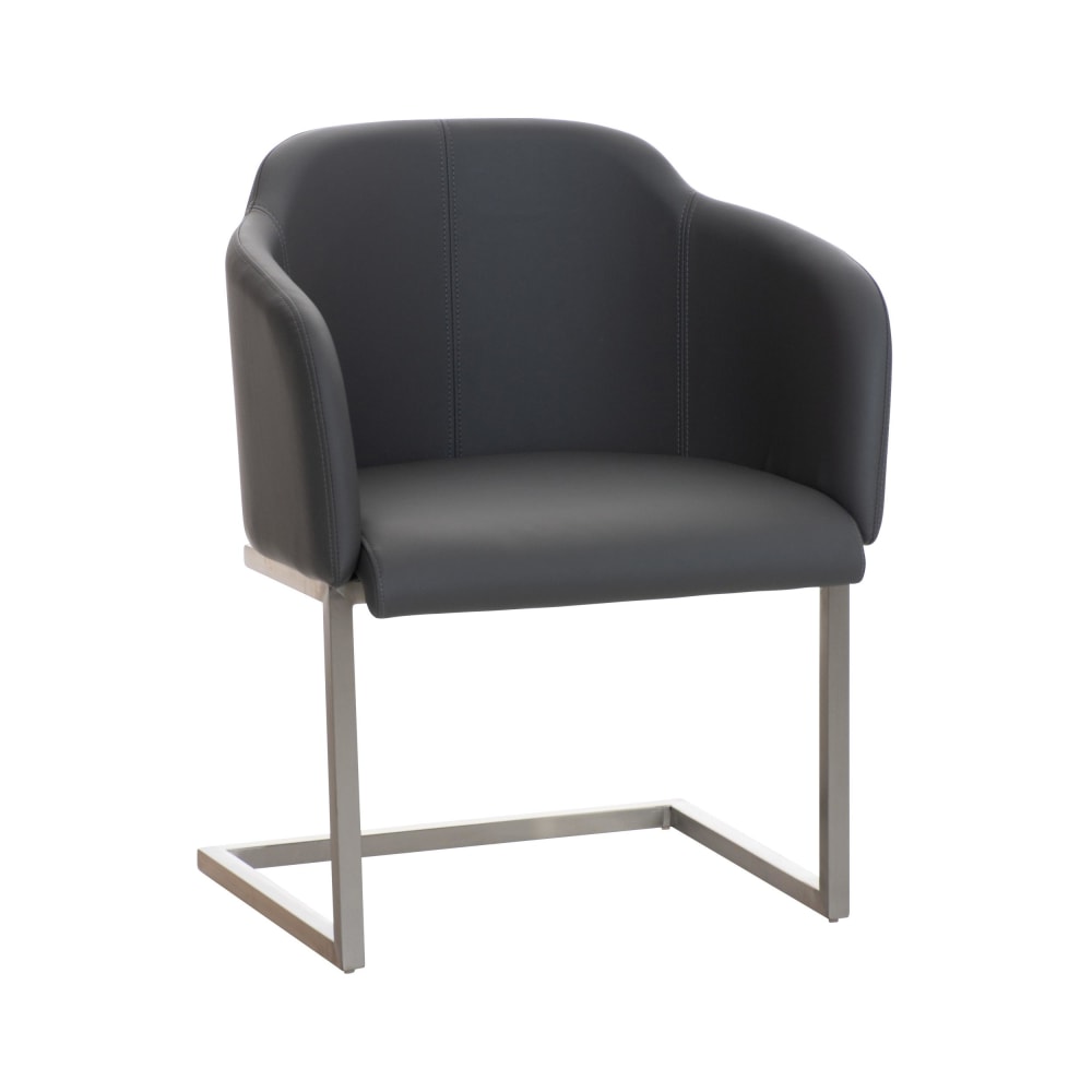 Silla con patas de metal y asiento en Simil cuero Gris