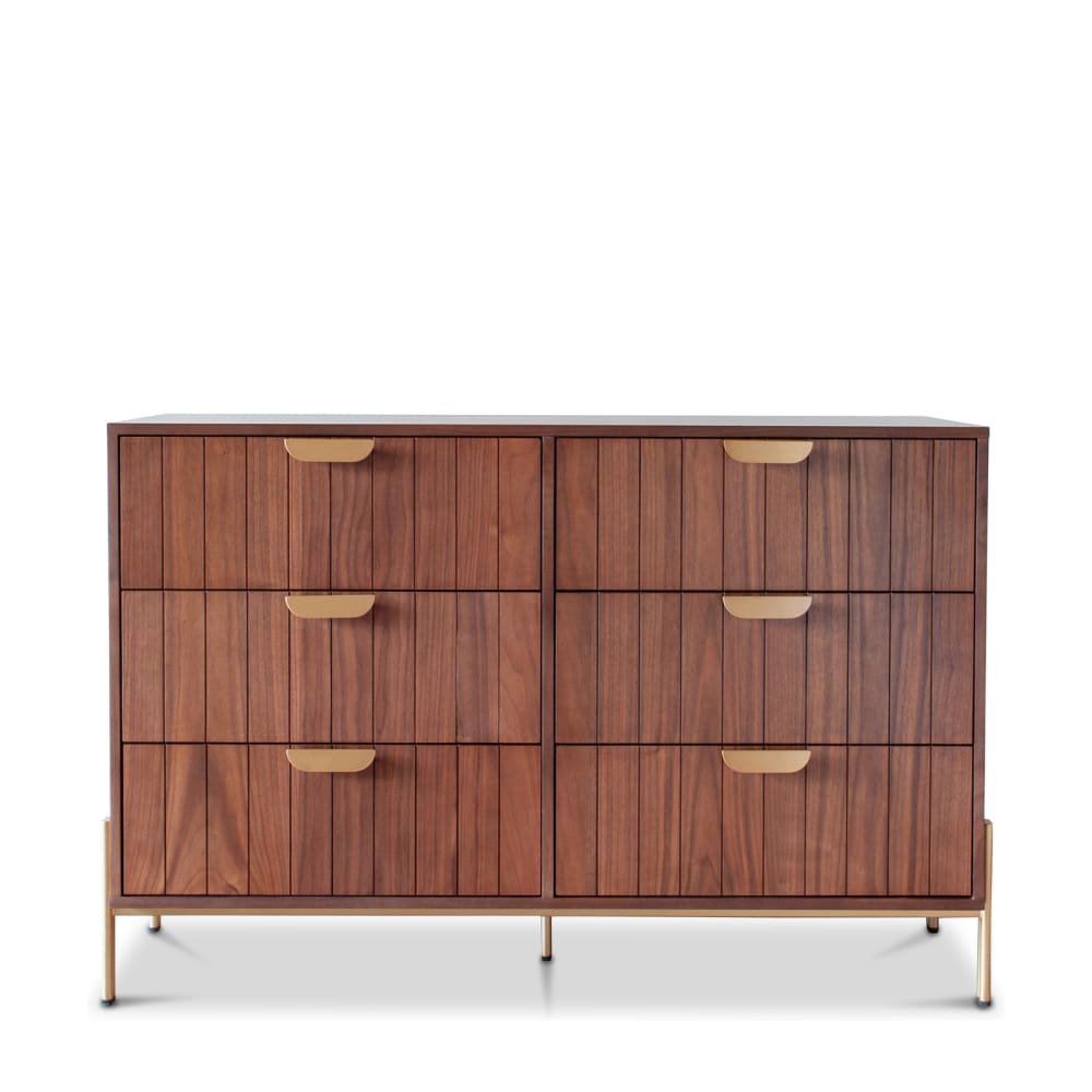 PIB Kommode aus Holz mit 6 Schubladen, braun - Holz