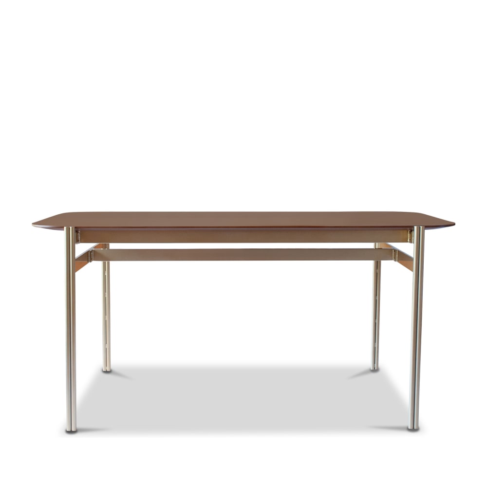 Mesa de comedor de 6 plazas en madera oscura y metal dorado - Maisons du Monde