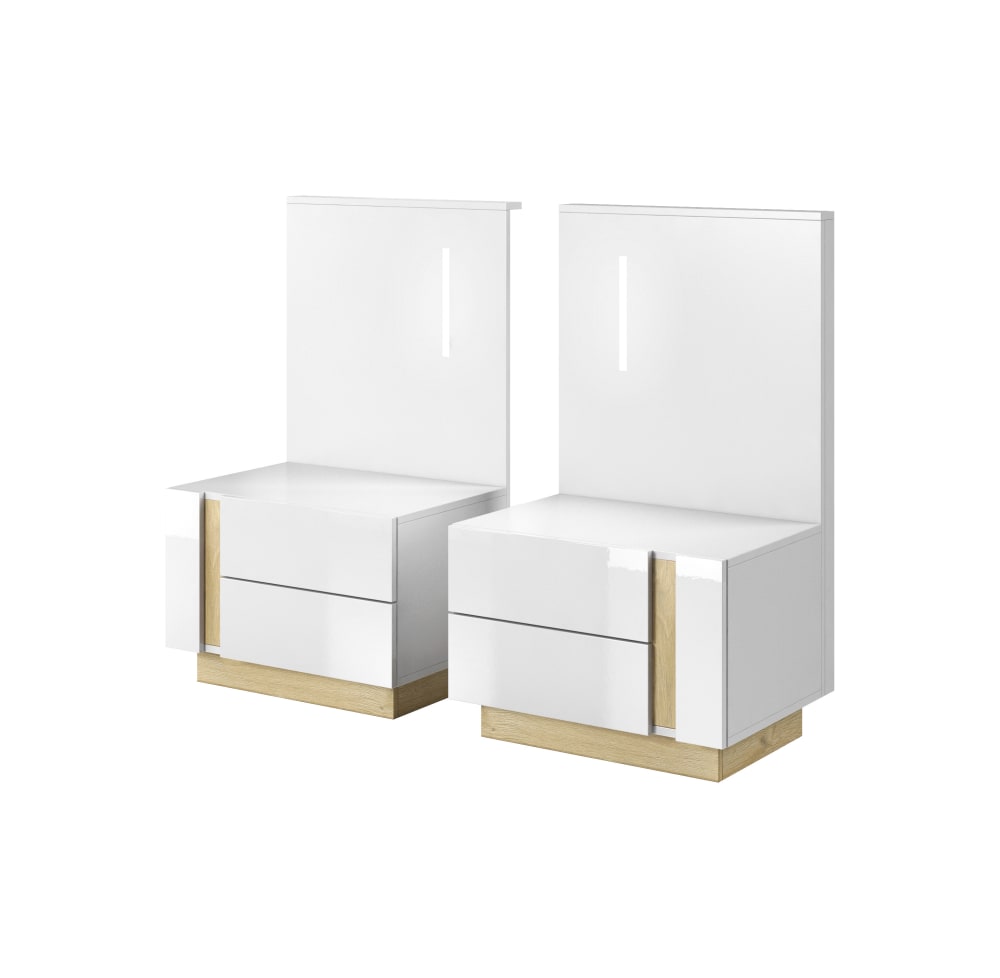 AKL FURNITURE Nachttisch Holzeffekt Weiß style modern Weiß Spanplatte