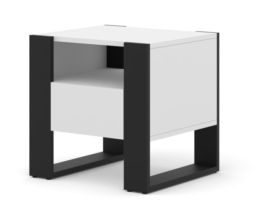 Table de nuit effet bois Blanc et Noir Table de nuit effet bois Blanc et Noir