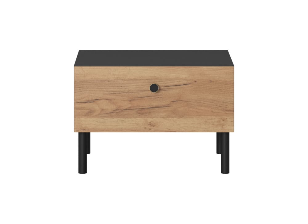 AKL FURNITURE Nachttisch Holzeffekt Creme und Grau style modern Beige Spanplatte
