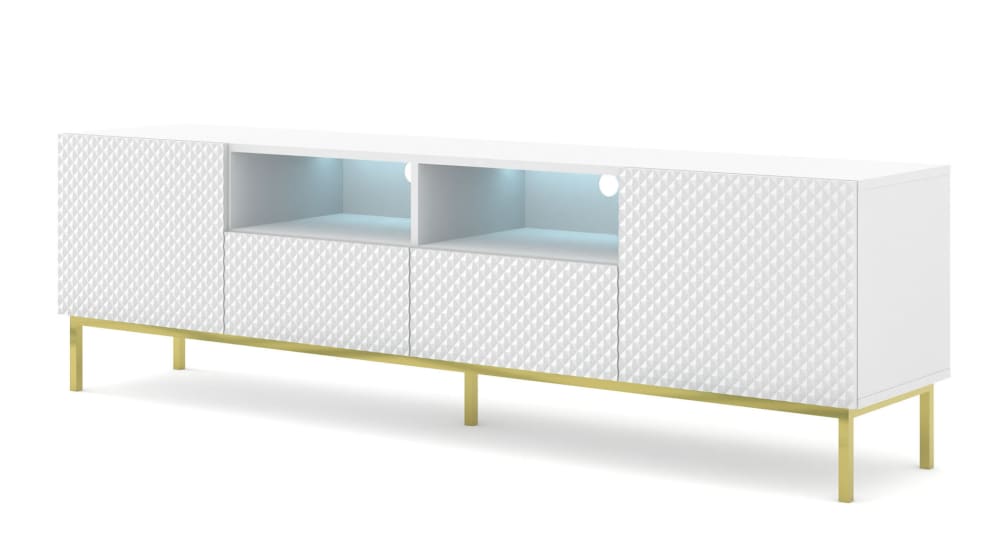 Meuble TV effet bois Blanc et Crème Meuble TV effet bois Blanc et Crème