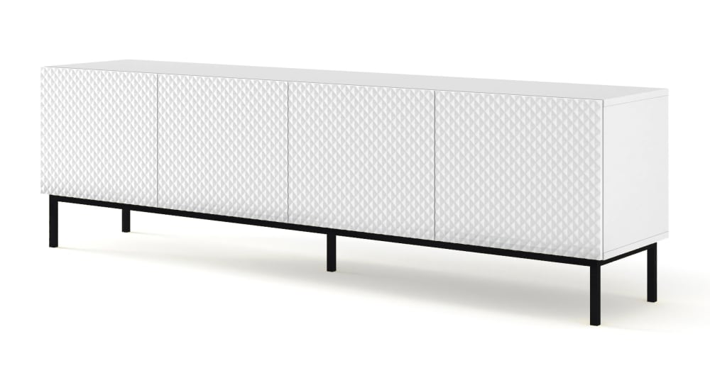 Meuble TV effet bois Blanc et Noir Meuble TV effet bois Blanc et Noir
