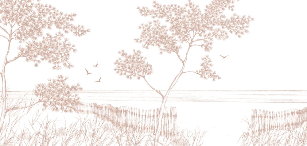 Papier peint balade en bord de mer, beige 525 x 250cm — vue 3