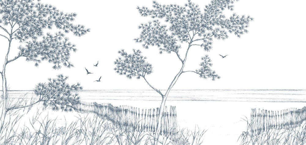 Papier peint balade en bord de mer, bleu 450 x 250cm — vue 3