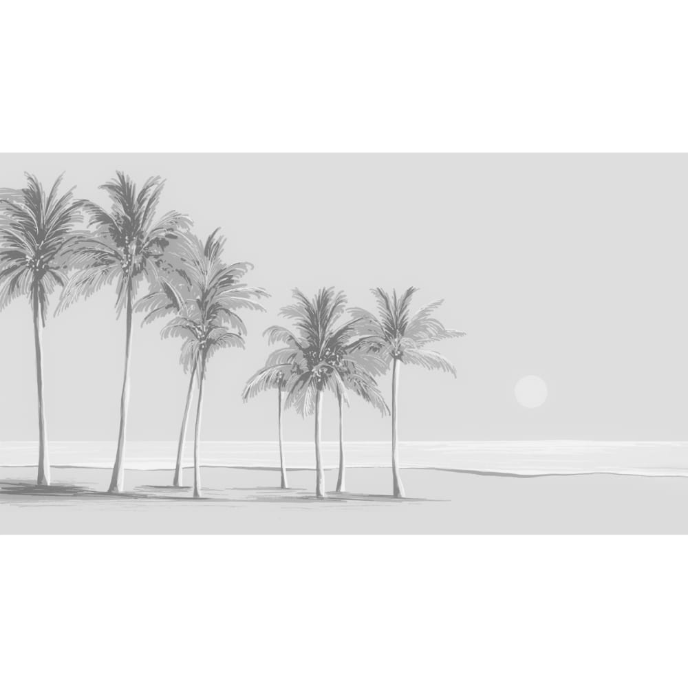 Papel pintado panoramico paisaje de palmeras, gris 450 x 250 - Maisons du Monde