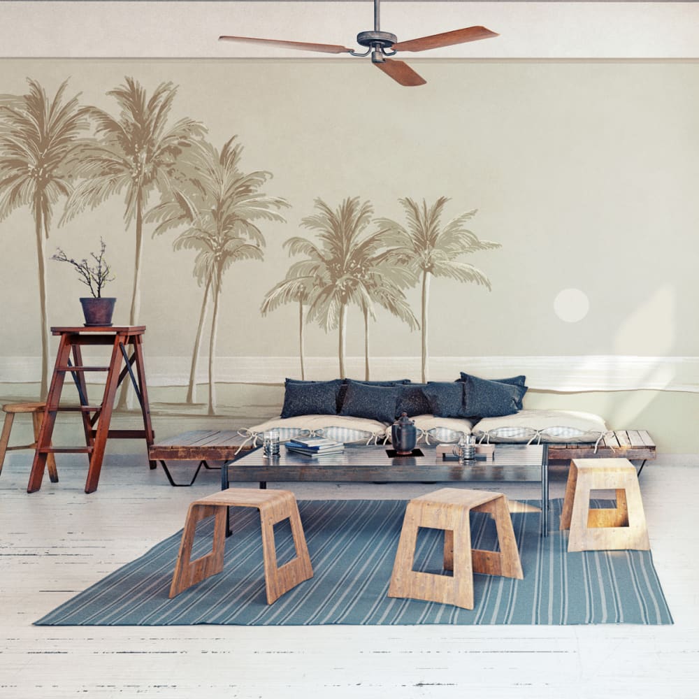 Carta da parati panoramica di palme, marrone chiaro 450 x 25 - Modello Esotico - Öko-Tex Zertifikat - Carta
