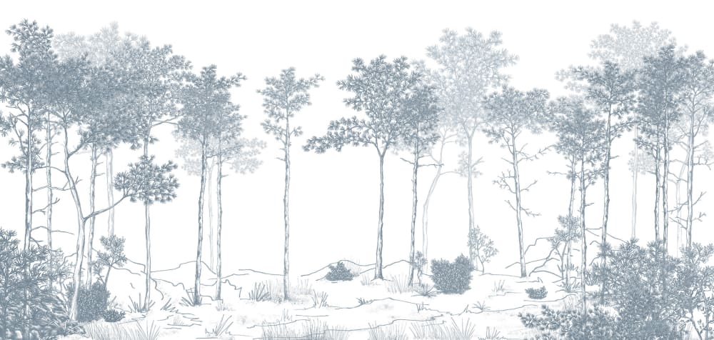 Papier peint balade dans les bois, bleu 525 x 250cm — vue 3